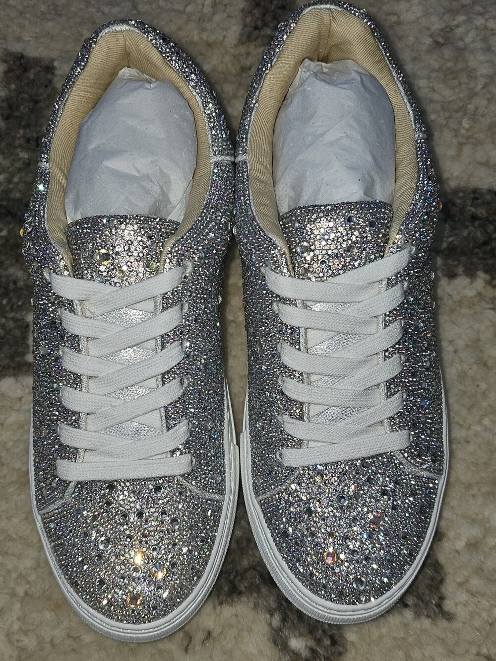 Betsey Johnson Silver Crystal Lace-Up Sneakers - Picture 8 of 12